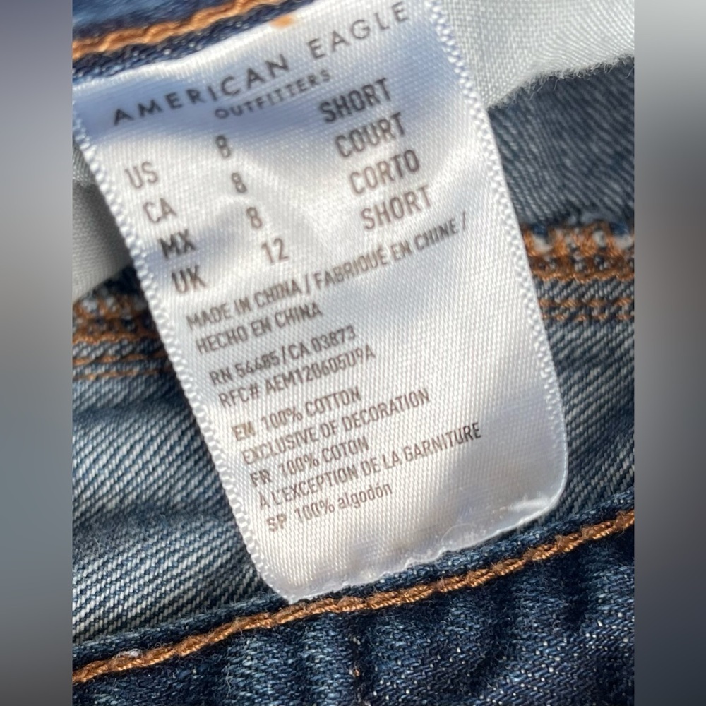 American Eagle High Rise Distressed 100% Cotton Jeans Women’s 8 Short - Picture 4 of 8